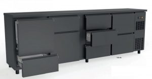 RVS koelmeubel met schuifladen voor flessen etc